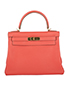 Kelly 28 Clemence Leather in Rose Jaipur, front view